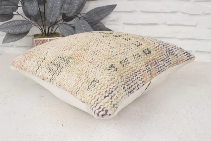 Antique Pillows, 14x14 Orange Cushion Case, Personalized Gift Pillow Pillow Case, Turkish Pillow, Cushion Case, Throw Kilim Pillow - 6