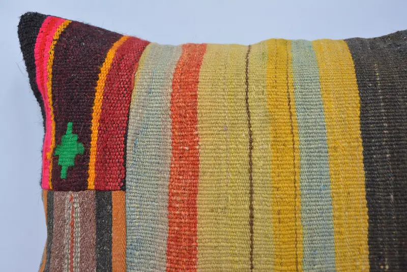 Ethnical Kilim Rug Pillow, Pillow for Sofa, 16x24 Beige Cushion, Kilim Cushion Sham, Sofa Cushion Case, Pillow Cover, Couch Cushion - 2