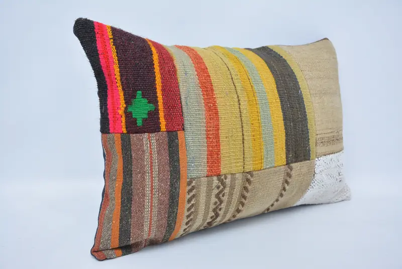 Ethnical Kilim Rug Pillow, Pillow for Sofa, 16x24 Beige Cushion, Kilim Cushion Sham, Sofa Cushion Case, Pillow Cover, Couch Cushion - 3
