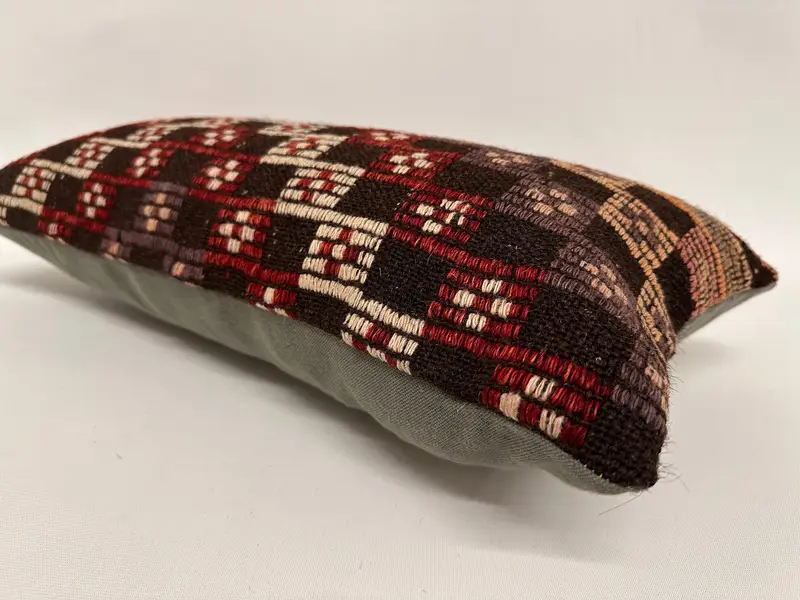 Pillow, Floor Pillow Sham, Accent Pillow Cover, Throw Kilim Pillow, Boho Pillow, Turkish Pillow, Sofa Cushion, 12x24 Brown Cushion Case - 6