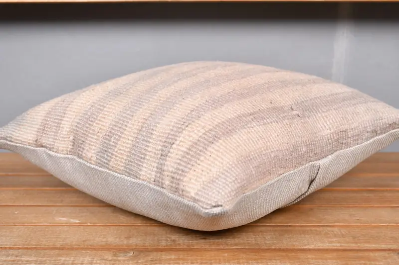 14x14 Beige Pillow Cover, Ethnic Pillow Cover Pillow Cover, Ethnical Kilim Rug Pillow, Vintage Kilim Pillow, Cushion Case, Pillow for Sofa - 4