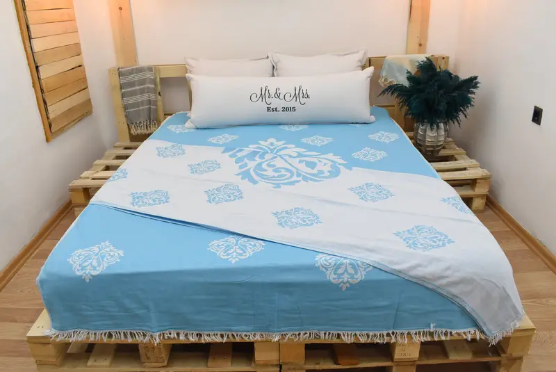 Custom Blanket, Organic Throw, Best Wedding Gift, Family Gift, Monogram Blanket, Aesthetic Blanket, 70x60 Cotton Baroque Towel, Personalized Blanket - 1
