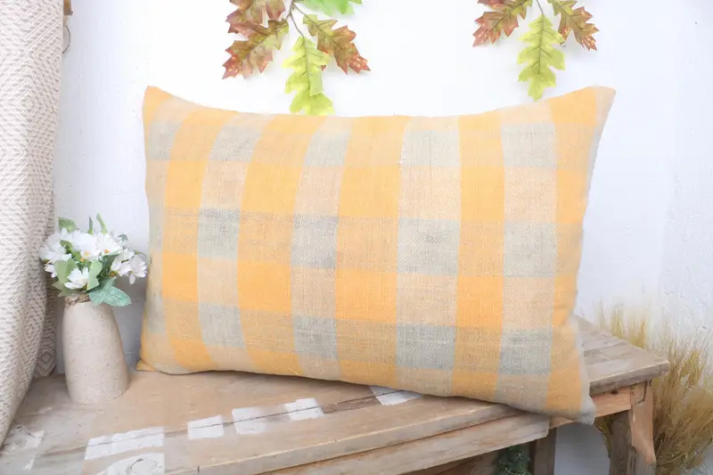 Home Decor Pillow, 16x24 Yellow Pillow Case, Neutral Pillow Case, Cushion Case, Vintage Kilim Throw Pillow, Farmhouse Cushion Cover, Turkish Pillow - 4