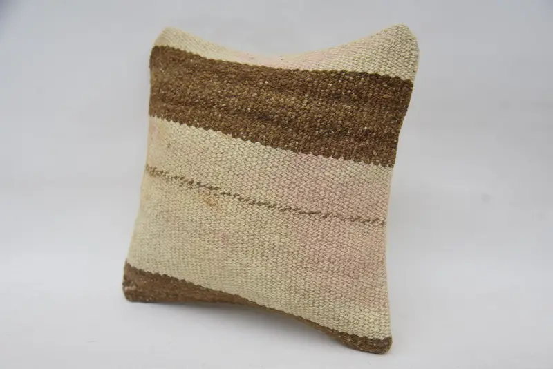 12x12 Beige Pillow Sham, Toss Cushion Case, Vintage Kilim Pillow, Pillow, Kilim Pillow, Vintage Pillow, Handmade Rug Seat Cushion Cover - 3