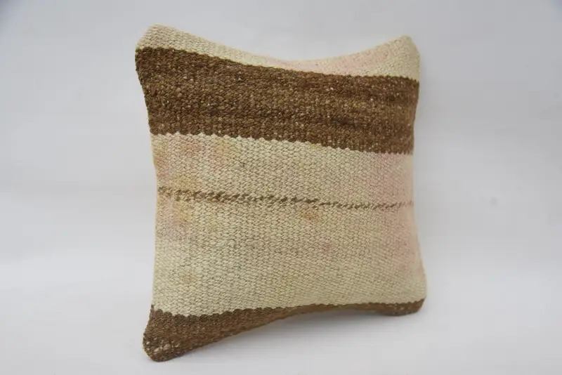 12x12 Beige Pillow Sham, Toss Cushion Case, Vintage Kilim Pillow, Pillow, Kilim Pillow, Vintage Pillow, Handmade Rug Seat Cushion Cover - 2