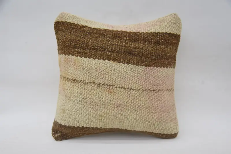 12x12 Beige Pillow Sham, Toss Cushion Case, Vintage Kilim Pillow, Pillow, Kilim Pillow, Vintage Pillow, Handmade Rug Seat Cushion Cover - 4