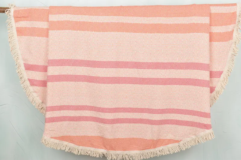 Personalized Wedding Gift, Bachelorette Party Gift, Monogram Turkish Towel, Unique Gift, 64x64 Cotton Round Diamond Towel, Beach Theme Wedding Gift - 1