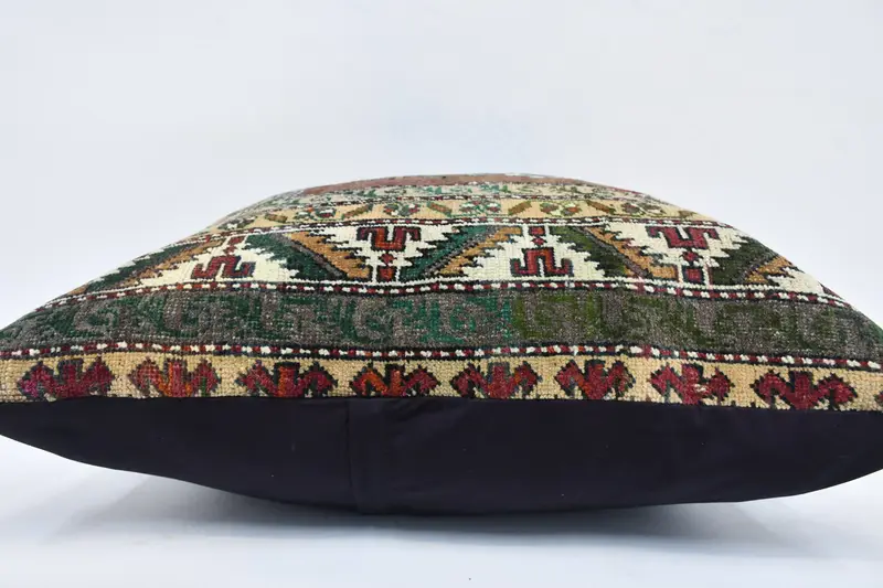 Pillow, Throw Kilim Pillow, Vintage Pillow, Boho Pillow Sham Cover, Comfy Throw Pillow, Vintage Kilim Pillow Cushion Case, 28x28 Brown Cushion Case - 5