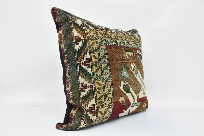 Pillow, Throw Kilim Pillow, Vintage Pillow, Boho Pillow Sham Cover, Comfy Throw Pillow, Vintage Kilim Pillow Cushion Case, 28x28 Brown Cushion Case - 3
