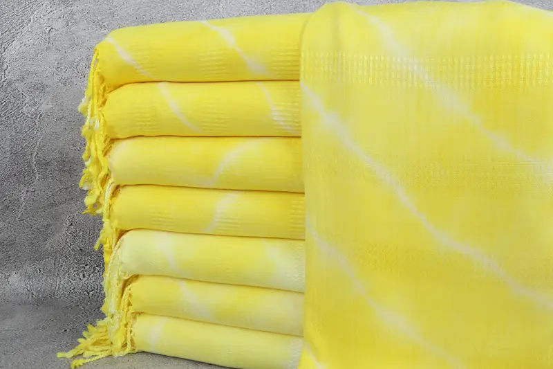 Personalized Turkish Towel Yellow Organic Cotton, 38x79 Inches