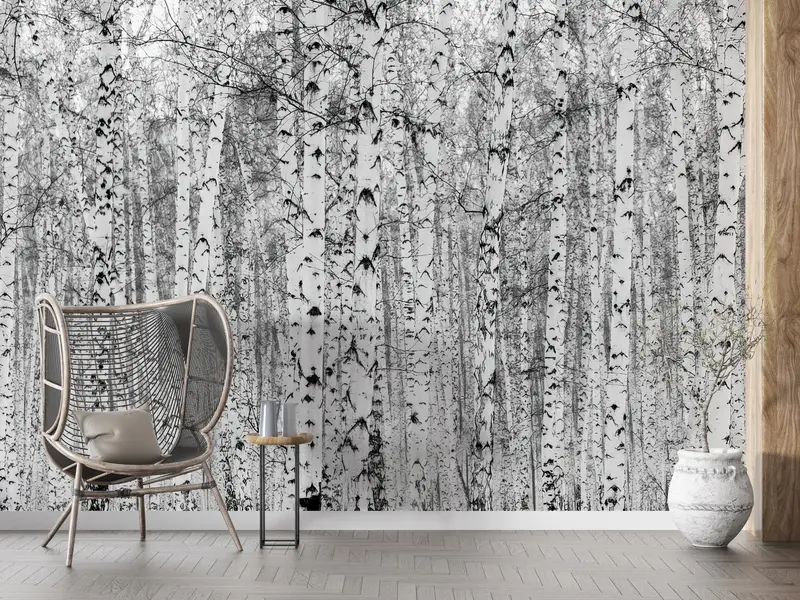 Elegant Birch Forest Printed Wallpaper: Nature's Serenity Unleashed