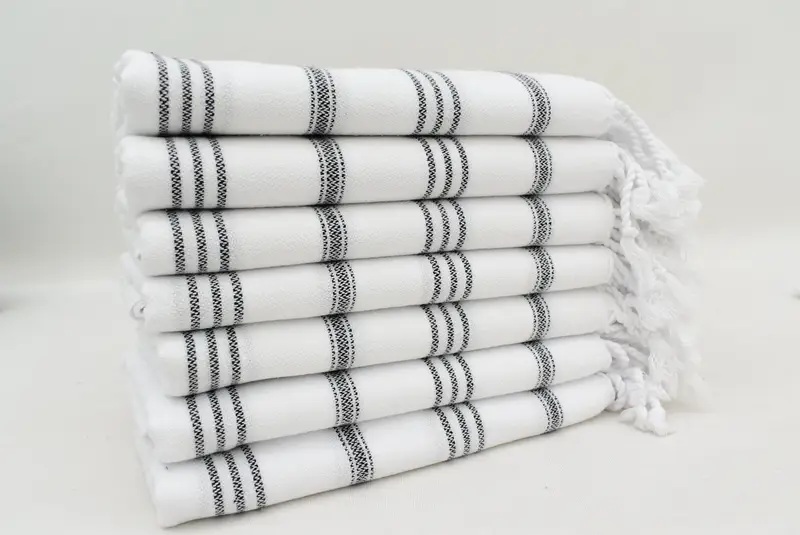 Kişiselleştirilmiş hediye, onun için hediye, düğün duş hediyesi, monogramlı el havlu, kişiselleştirilmiş bulaşık havlu, 40x24 pamuklu çizgili havlu, organik çay havlu - 4