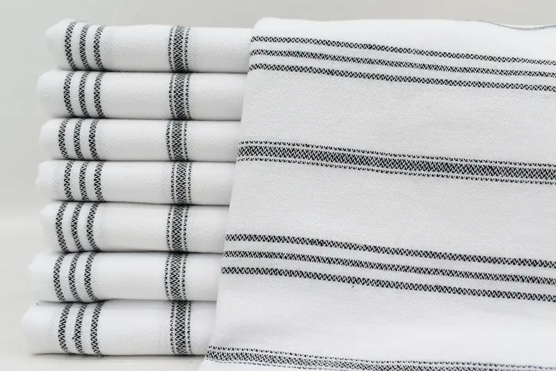 Kişiselleştirilmiş hediye, onun için hediye, düğün duş hediyesi, monogramlı el havlu, kişiselleştirilmiş bulaşık havlu, 40x24 pamuklu çizgili havlu, organik çay havlu - 1