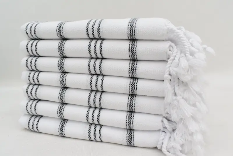 Kişiselleştirilmiş hediye, onun için hediye, düğün duş hediyesi, monogramlı el havlu, kişiselleştirilmiş bulaşık havlu, 40x24 pamuklu çizgili havlu, organik çay havlu - 5