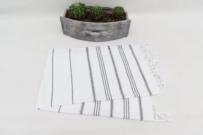 Kişiselleştirilmiş hediye, onun için hediye, düğün duş hediyesi, monogramlı el havlu, kişiselleştirilmiş bulaşık havlu, 40x24 pamuklu çizgili havlu, organik çay havlu - 8
