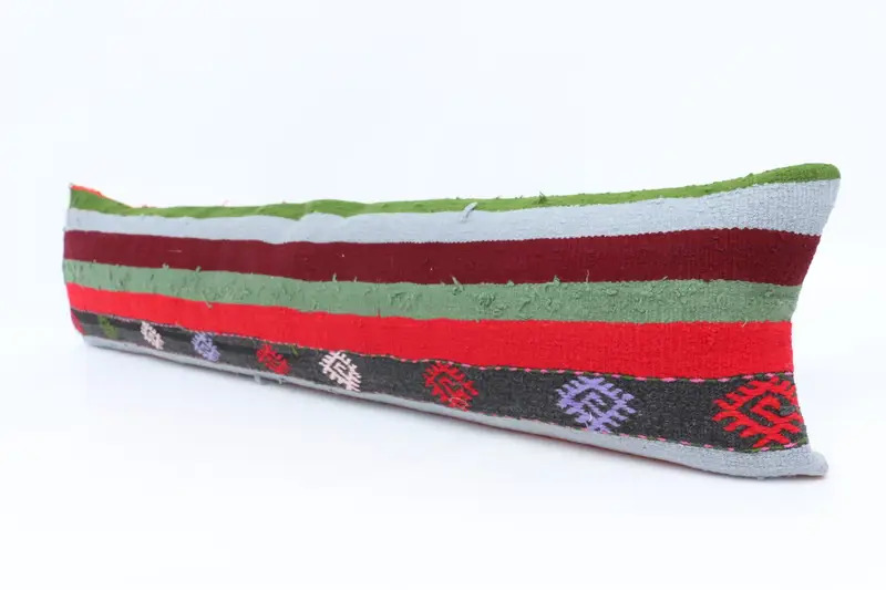 Turkish Kilim Pillow, 12x48 Red Pillow Case, Tribal Pillow, Kilim Pillow Cover, Pillow, Turkish Pillow, Bright Cushion Cover - 4