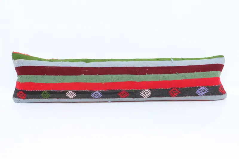 Turkish Kilim Pillow, 12x48 Red Pillow Case, Tribal Pillow, Kilim Pillow Cover, Pillow, Turkish Pillow, Bright Cushion Cover - 1