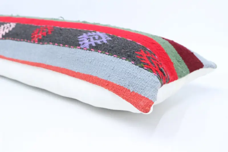 Turkish Kilim Pillow, 12x48 Red Pillow Case, Tribal Pillow, Kilim Pillow Cover, Pillow, Turkish Pillow, Bright Cushion Cover - 6