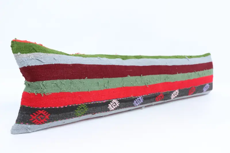 Turkish Kilim Pillow, 12x48 Red Pillow Case, Tribal Pillow, Kilim Pillow Cover, Pillow, Turkish Pillow, Bright Cushion Cover - 3