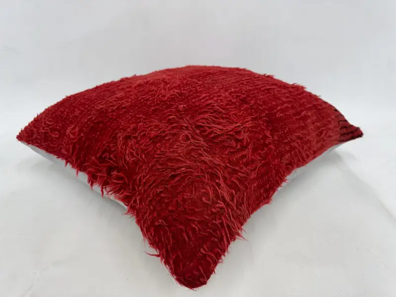 24x24 Kırmızı Yastık Örtüsü, Boho Yastık Sham Kapağı, Ev Dekoru Yastığı, Hediye Yastığı, Koltuk Yastığı Kılıfı, Yastık, Morroccon Kilim Yastık Yastığı Kılıfı - 6
