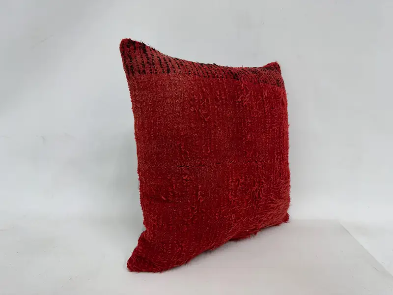 24x24 Kırmızı Yastık Örtüsü, Boho Yastık Sham Kapağı, Ev Dekoru Yastığı, Hediye Yastığı, Koltuk Yastığı Kılıfı, Yastık, Morroccon Kilim Yastık Yastığı Kılıfı - 3