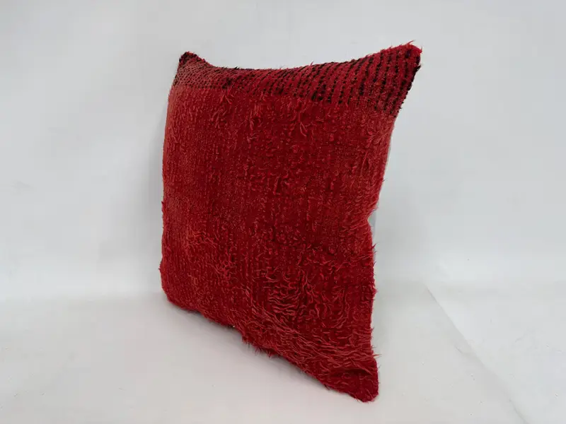 24x24 Kırmızı Yastık Örtüsü, Boho Yastık Sham Kapağı, Ev Dekoru Yastığı, Hediye Yastığı, Koltuk Yastığı Kılıfı, Yastık, Morroccon Kilim Yastık Yastığı Kılıfı - 4