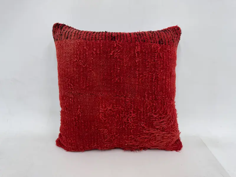 24x24 Kırmızı Yastık Örtüsü, Boho Yastık Sham Kapağı, Ev Dekoru Yastığı, Hediye Yastığı, Koltuk Yastığı Kılıfı, Yastık, Morroccon Kilim Yastık Yastığı Kılıfı - 1