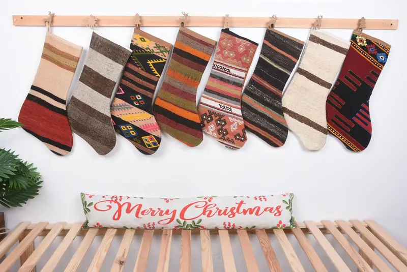 Media festiva de adornos navideños de 8 pulgadas, media navideña acogedora