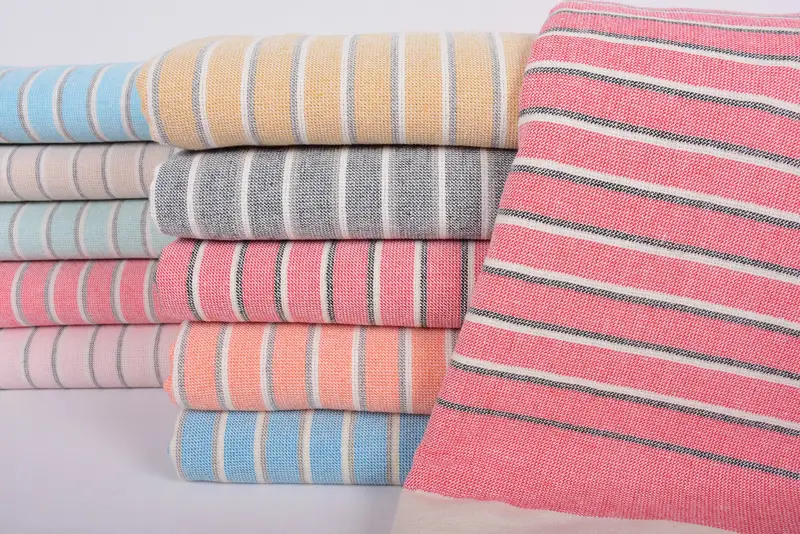 Turkish Beach Towel Organic Cotton Mint Stripes, 67x40 Inches