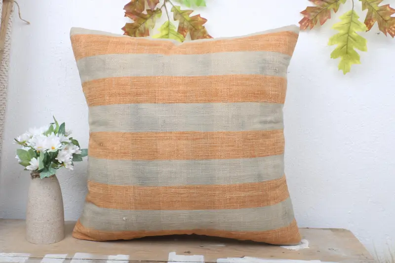 Pillow, Handmade Kilim Cushion, Vintage Kilim Pillow, Outdoor Bolster Pillow Case, Turkish Kilim Pillow, 18x18 Orange Cushion Case - 2