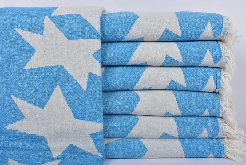 Turkish beach towel, 68x36 Cotton Star Design Towel, Custom Wedding Gift, Turkish beach towel with fringe, Organic Turkish towel, Bridesmaid Favors - 1