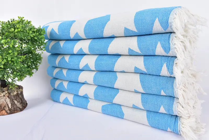 Turkish beach towel, 68x36 Cotton Star Design Towel, Custom Wedding Gift, Turkish beach towel with fringe, Organic Turkish towel, Bridesmaid Favors - 3