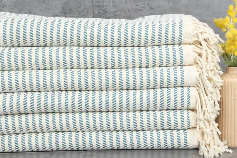 Turkish Beach Towel Petrol Blue Polka Dot, 40x71 Inches