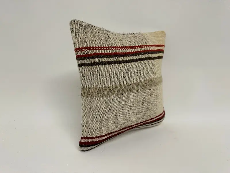 Floor Pillow Cover, Cushion Case, 12x12 Beige Cushion, Kilim Pillow, Home Decor Pillow, Ikat Pillow, Muted Cushion Cover, Vintage Kilim Throw Pillow - 3