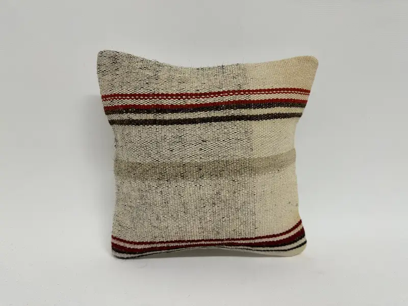 Floor Pillow Cover, Cushion Case, 12x12 Beige Cushion, Kilim Pillow, Home Decor Pillow, Ikat Pillow, Muted Cushion Cover, Vintage Kilim Throw Pillow - 1