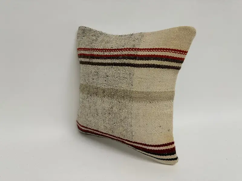 Floor Pillow Cover, Cushion Case, 12x12 Beige Cushion, Kilim Pillow, Home Decor Pillow, Ikat Pillow, Muted Cushion Cover, Vintage Kilim Throw Pillow - 4