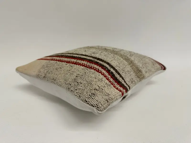 Floor Pillow Cover, Cushion Case, 12x12 Beige Cushion, Kilim Pillow, Home Decor Pillow, Ikat Pillow, Muted Cushion Cover, Vintage Kilim Throw Pillow - 6