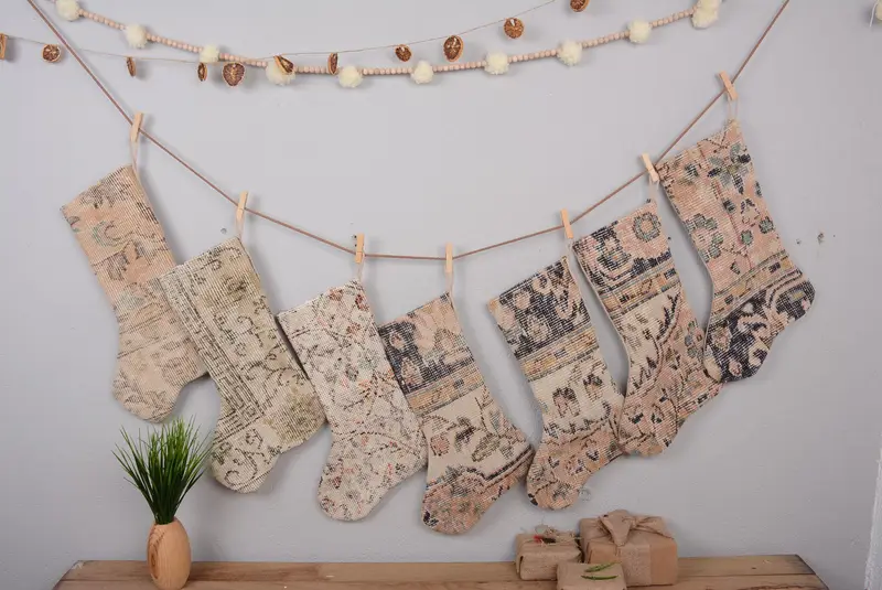 Noel Süsleri Deseni, 7 İnç Geniş Tatil Çorabı