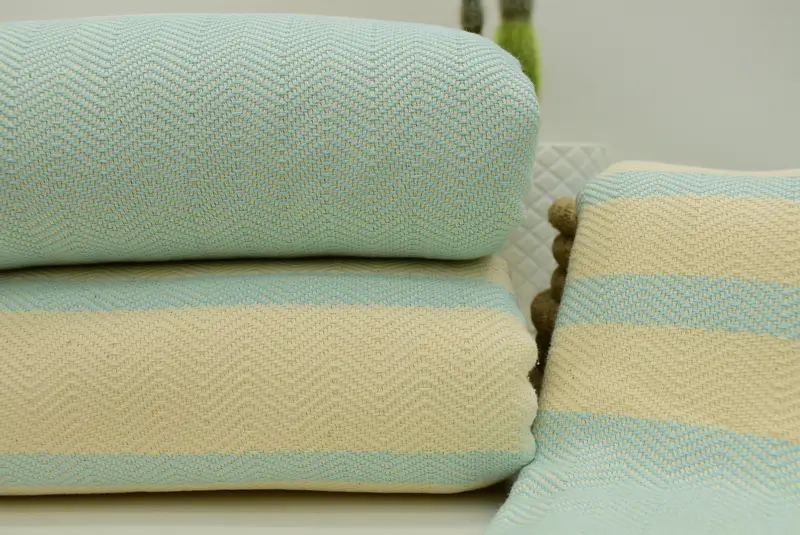 96x80 Cotton Herringbone Towel, Turkish Bedspread, Housewarming Gift, Wedding Gift, Wedding Hand Made Gift, Woven Throw Blanket, Bachelorette Gifts - 2