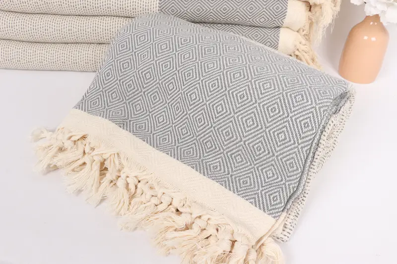 Bachelorette Party Favors, Organic Throw, Beach Theme Wedding Gift, 104x80 Cotton Diamond Towel, Turkish Blanket, Gift For Him, Monogram Blanket - 4