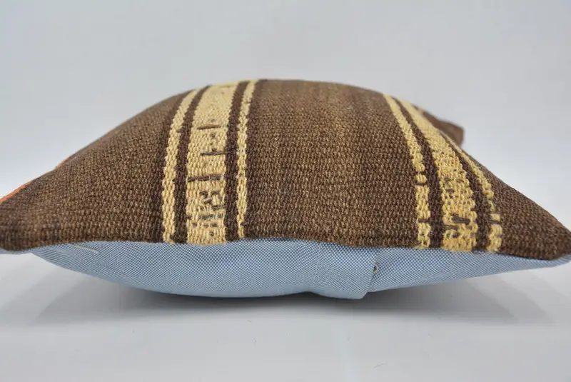 12x12 Brown Pillow Sham, Kilim Pillow Cover, Pillow for Couch, Knitted Pillow Case, Vintage Throw Cushion, Cushion, Boho Pillow Sham Cover - 5