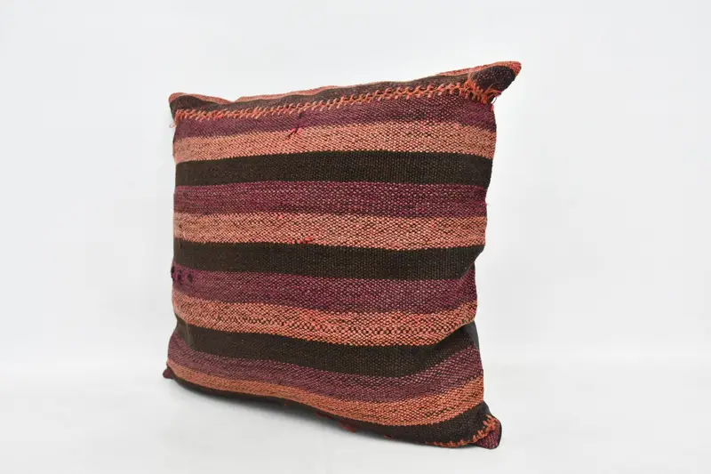 Boho Throw Pillow Cover, Vintage Kilim Throw Pillow, Boho Pillow, Authentic Cushion, Cushion Case, Kilim Pillow, 20x20 Brown Pillow Sham - 4