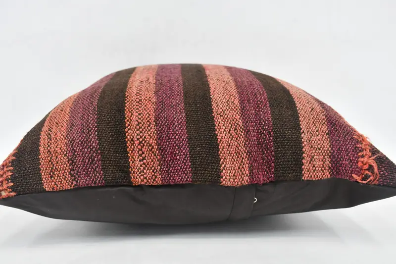 Boho Throw Pillow Cover, Vintage Kilim Throw Pillow, Boho Pillow, Authentic Cushion, Cushion Case, Kilim Pillow, 20x20 Brown Pillow Sham - 6