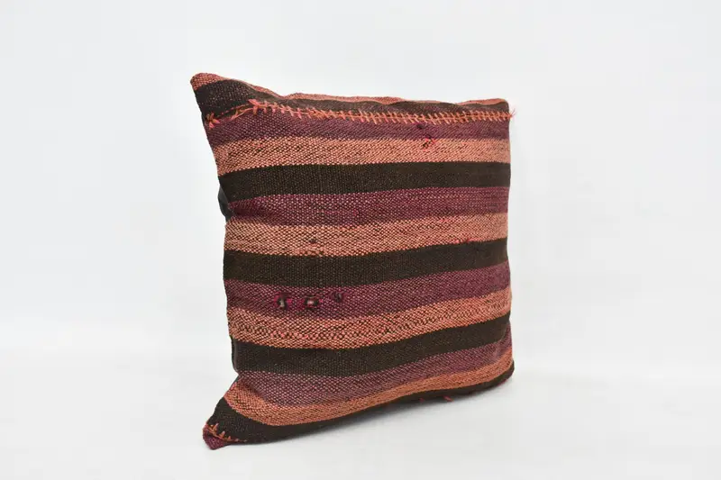 Boho Throw Pillow Cover, Vintage Kilim Throw Pillow, Boho Pillow, Authentic Cushion, Cushion Case, Kilim Pillow, 20x20 Brown Pillow Sham - 3