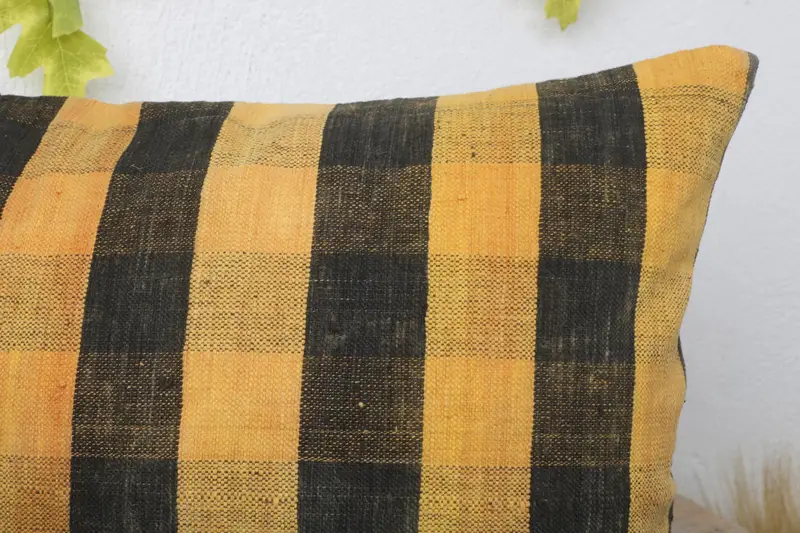 Yoga Pillow, Kilim Pillow, Vintage Kilim Throw Pillow, Neutral Throw Pillow, 16x24 Yellow Pillow Case, Throw Kilim Pillow, Pillow Cover - 5