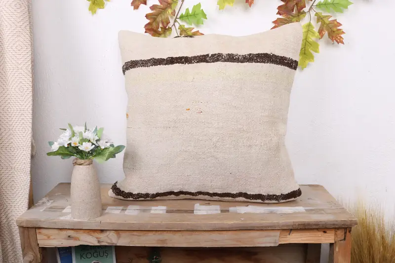 Pillow Sham, 20x20 White Cushion Case, Customized Cushion Cover, Patio Pillow Sham, Antique Pillows, Boho Pillow, Tribal Pillow Case, Turkish Pillow - 1