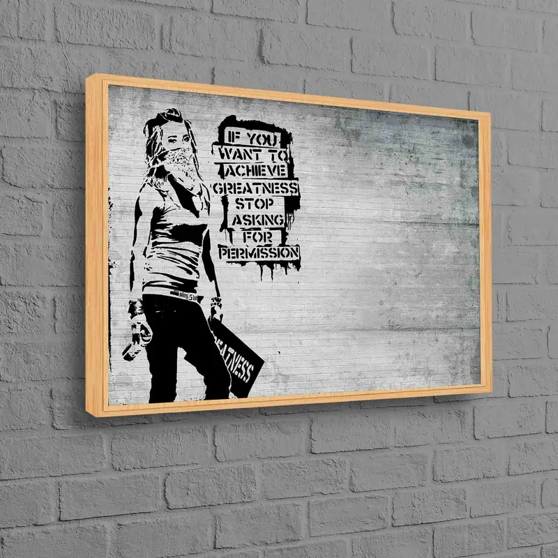 Impresión en lienzo de graffiti de mujer Banksy elegante - Arte contemporáneo