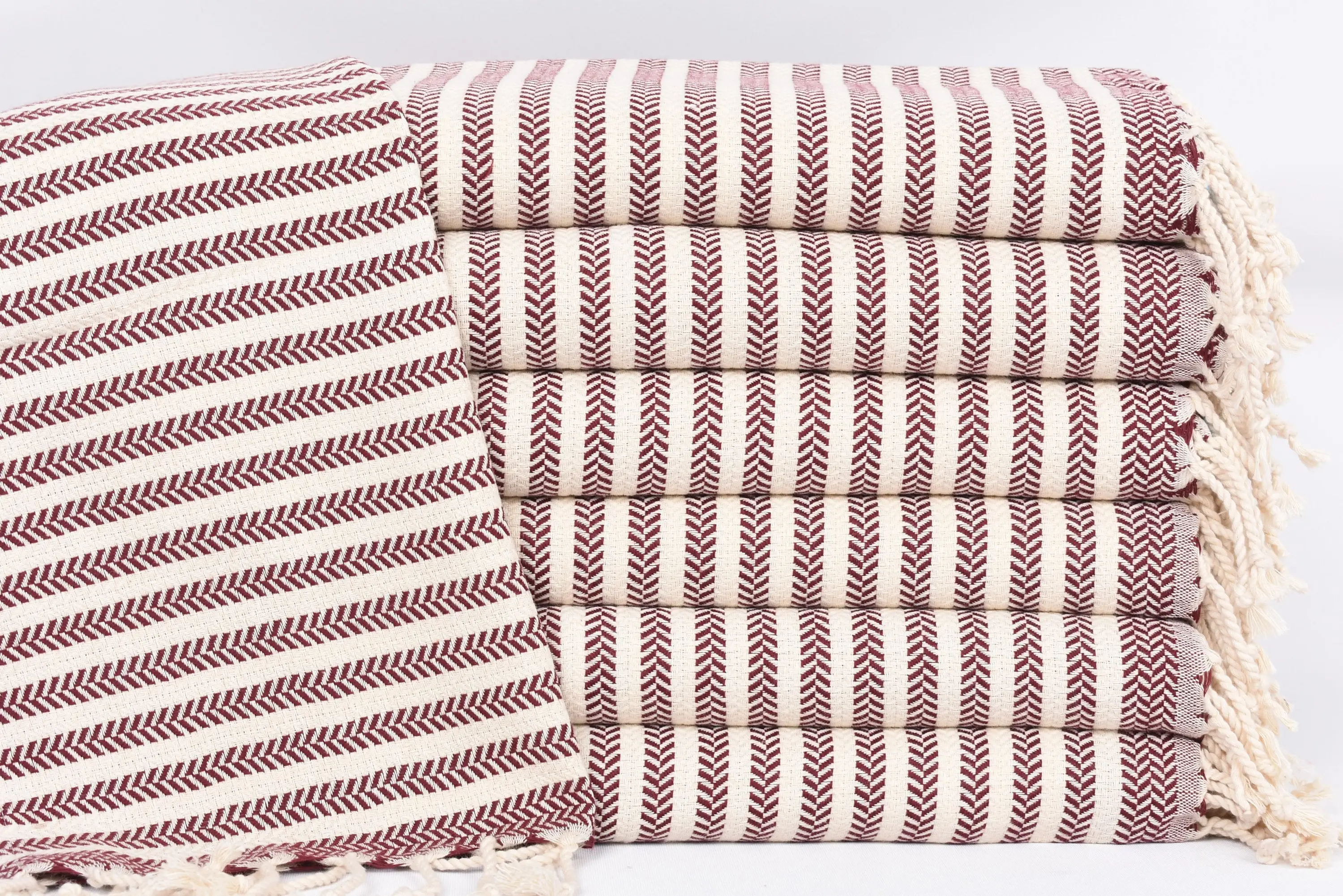Personalized Organic Cotton Burgundy Chevron Tea Towel, 40x18 Inches - 1