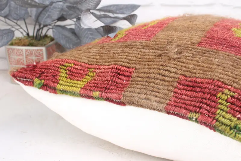 Sustainable Pillow Cover, Pillow Cover, 18x18 Red Pillow Case, Kilim Pillow Cover, Handmade Kilim Cushion, Anatolian Pillow, Pillow for Sofa - 7