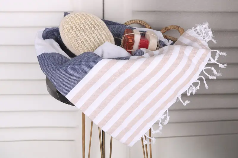 Wedding Hand Made Gift, Beach Towel Gift, Luxury Beach Towel, 70x40 Cotton Striped Towel, Bath towel, Quick-dry peshtemal, Engagement Gift - 2